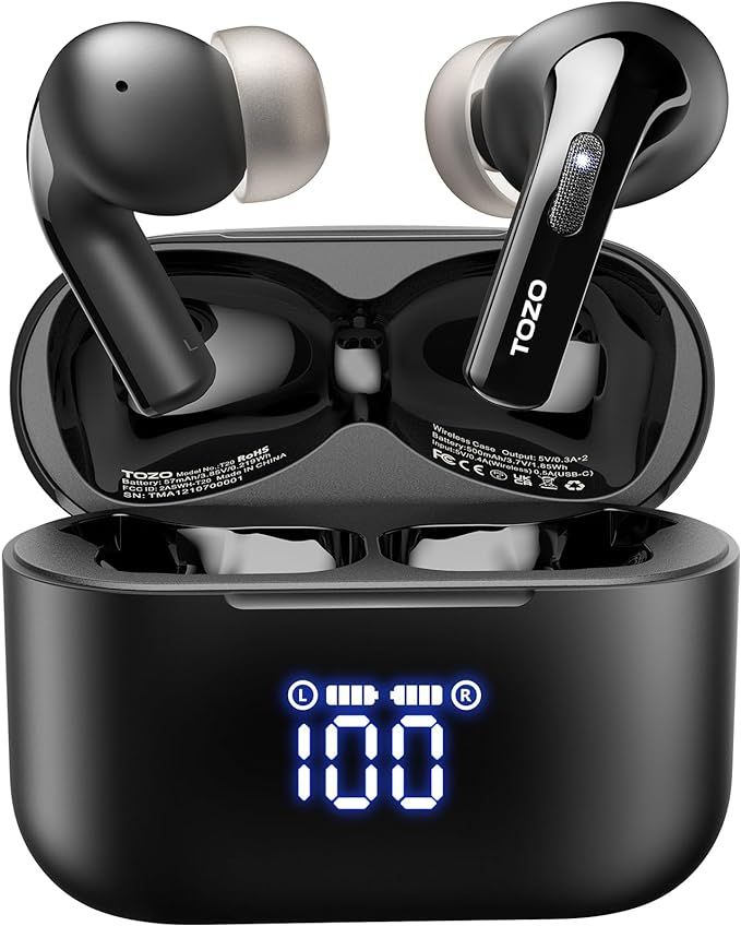 TOZO T20 Wireless Earbuds with LED Case — Audio